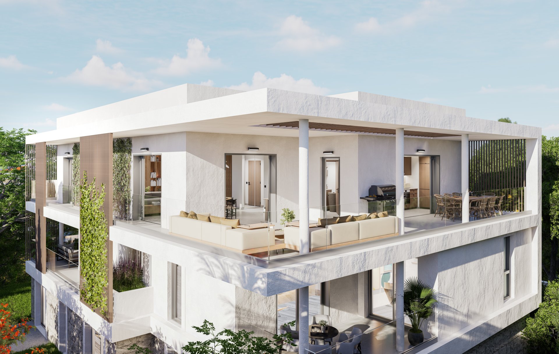 Résidence Valrose vue sur la villa coté angle