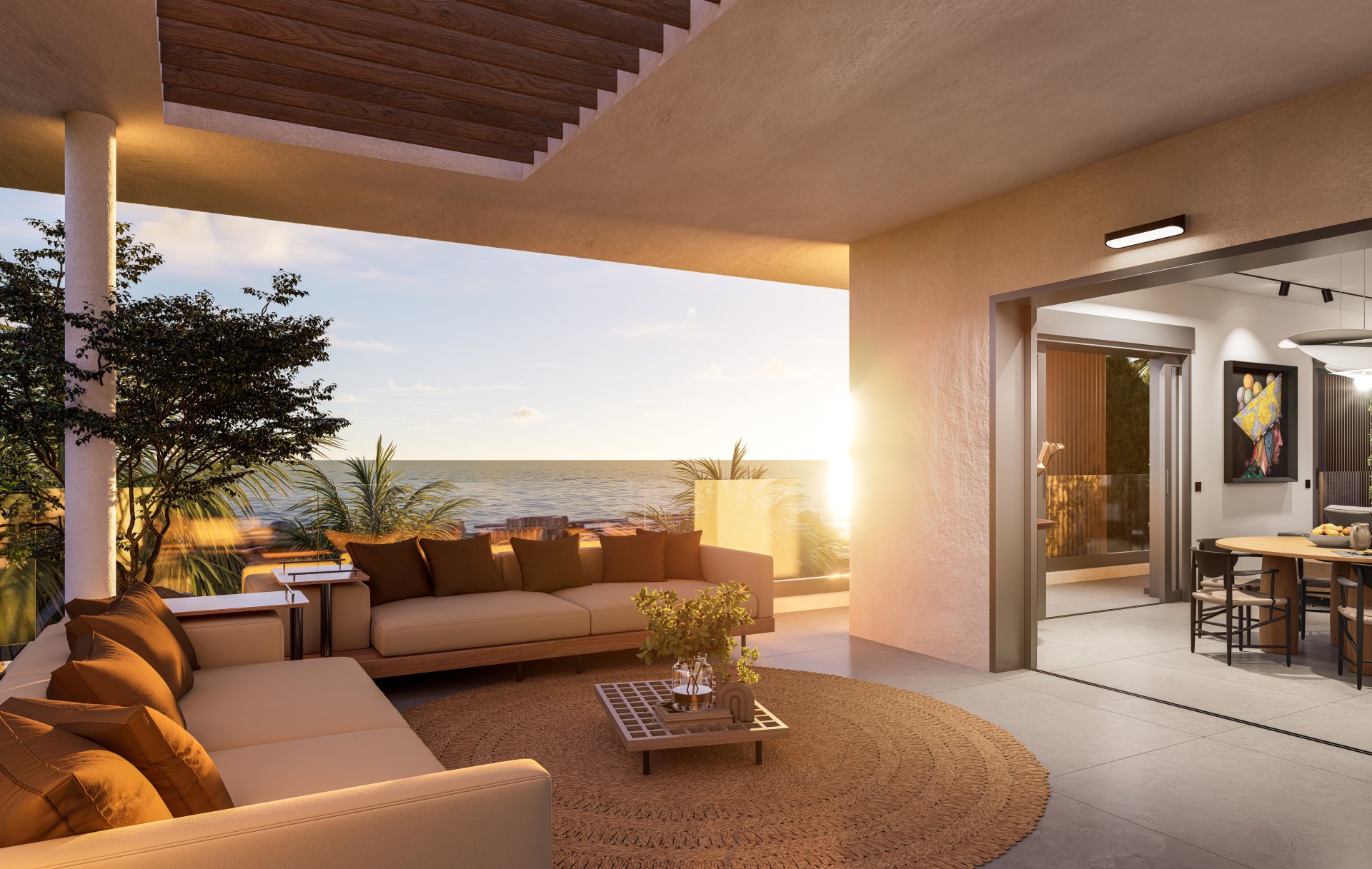 Résidence Valrose vue sur la mer avec couché de soleil