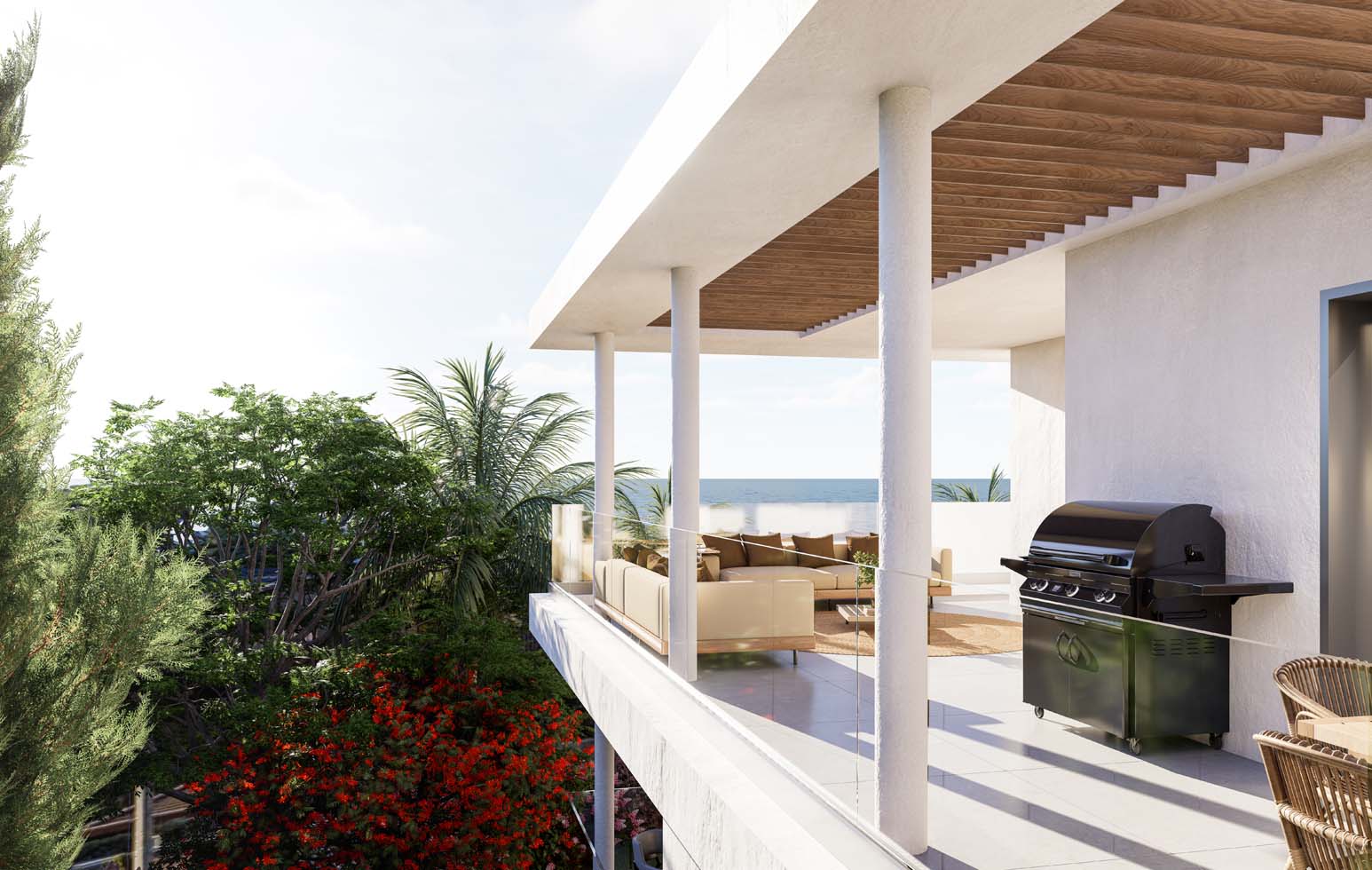 Résidence Valrose vue de la terrasse et sur le jardin